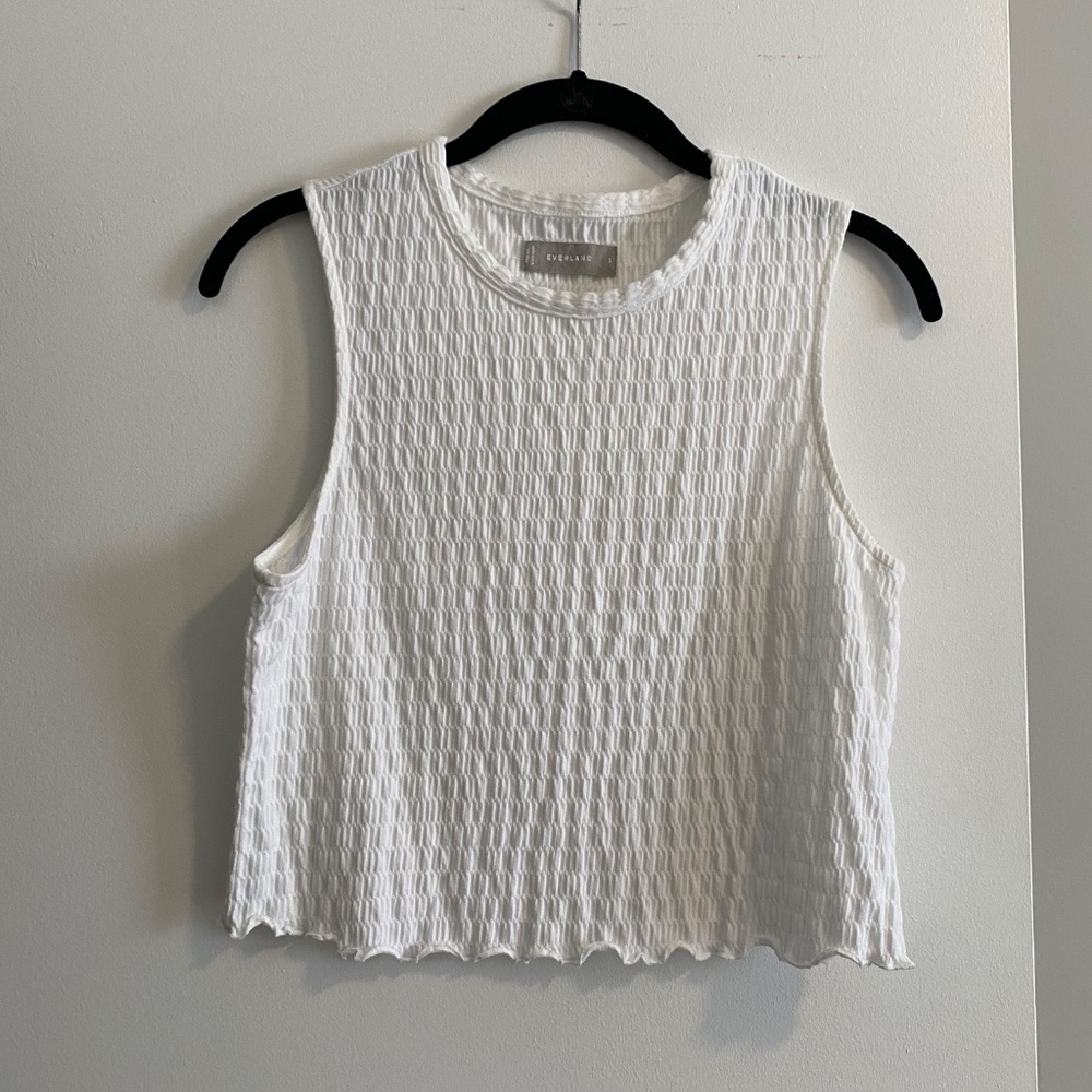 Everlane The Cropped Smock Top White Base - Size S